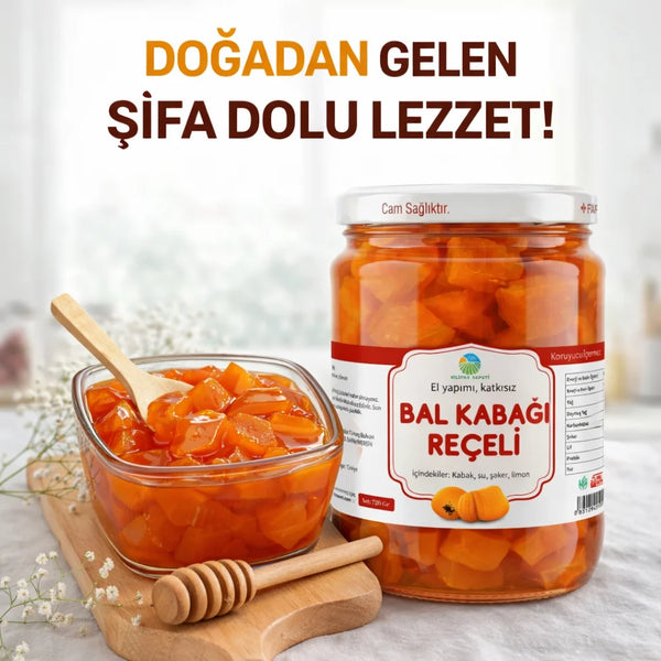El Yapımı Bal Kabağı Reçeli, Katkısız, Geleneksel- 780 Gr