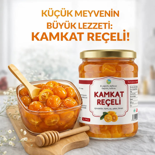 El Yapımı Kamkat Reçeli, Katkısız, Geleneksel- 780 Gr