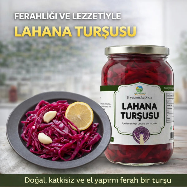 Ev Usulü Mor Lahana Turşusu Katkısız - 1200 Gr
