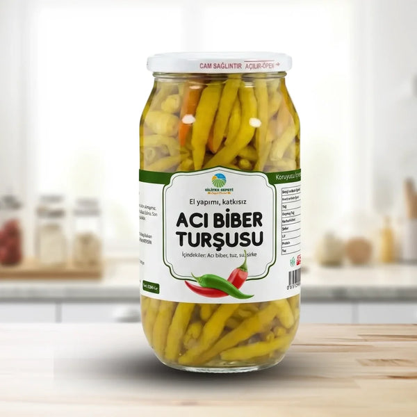 Ev Usulü Acı Biber Turşusu, Katkısız - 1200 Gr
