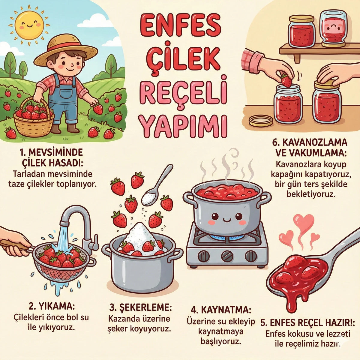 Ev Yapımı Çilek Reçeli - 780 Gr - nasıl hazırlanır